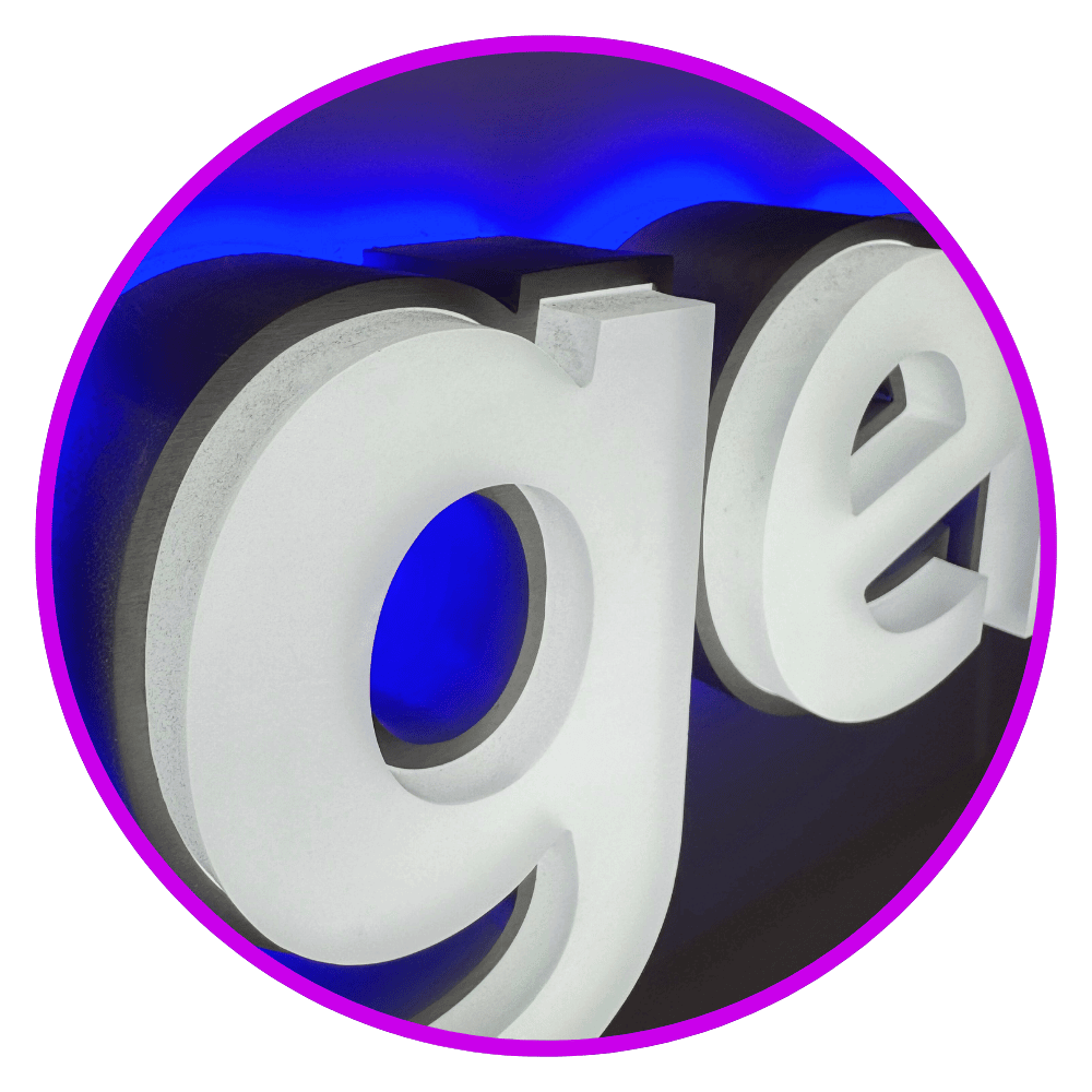 LED Leuchtreklame in Nahaufnahme