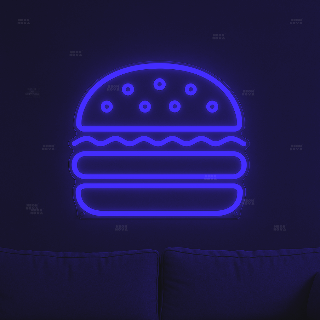 Burger Neon Sign Blau