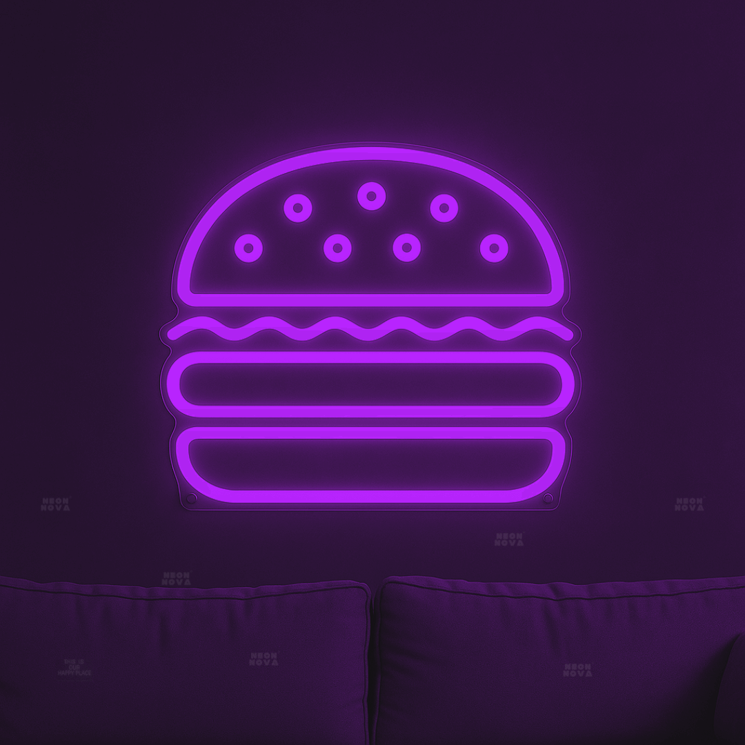 Burger Neon Sign Lila