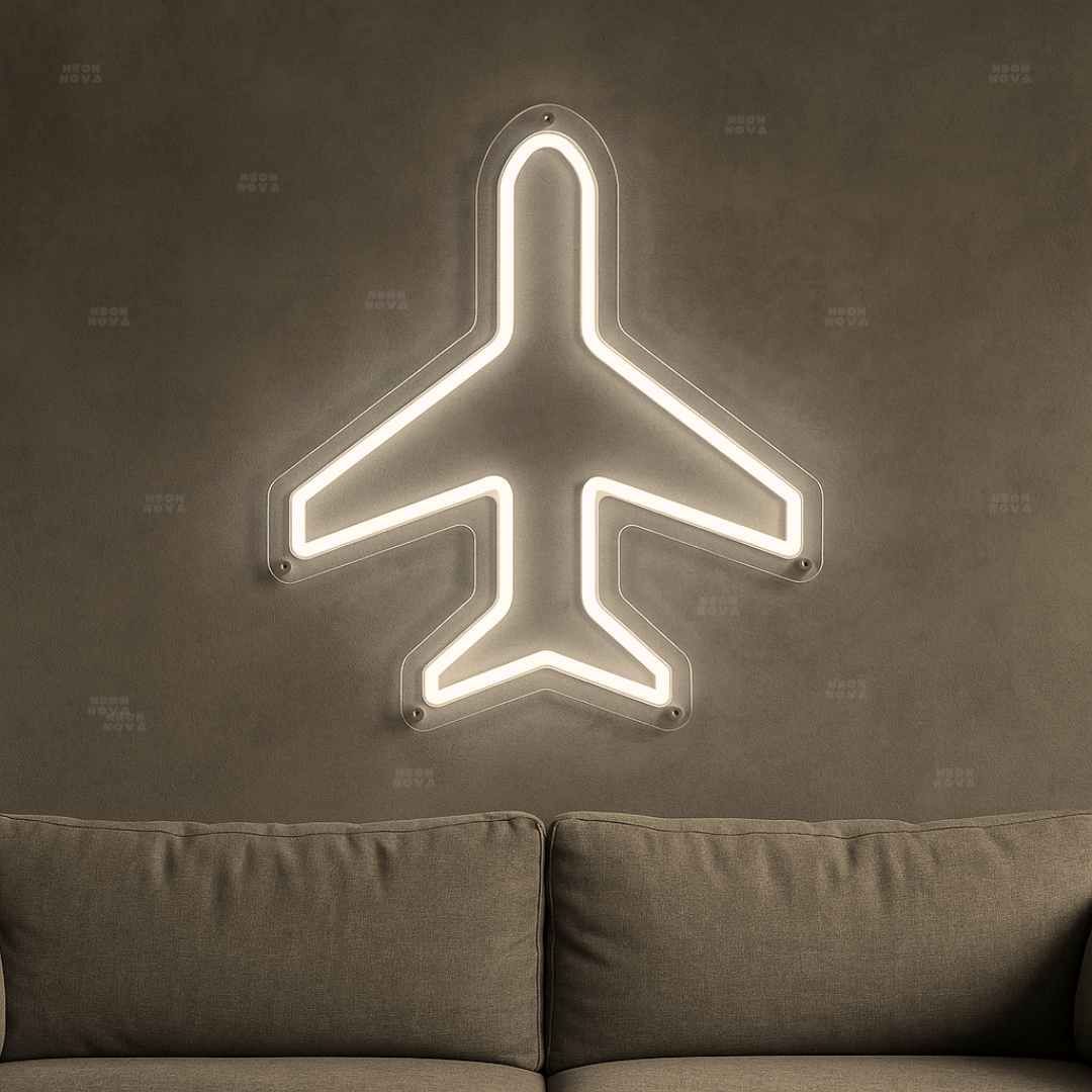 Neon Schild Flugzeug Airplane