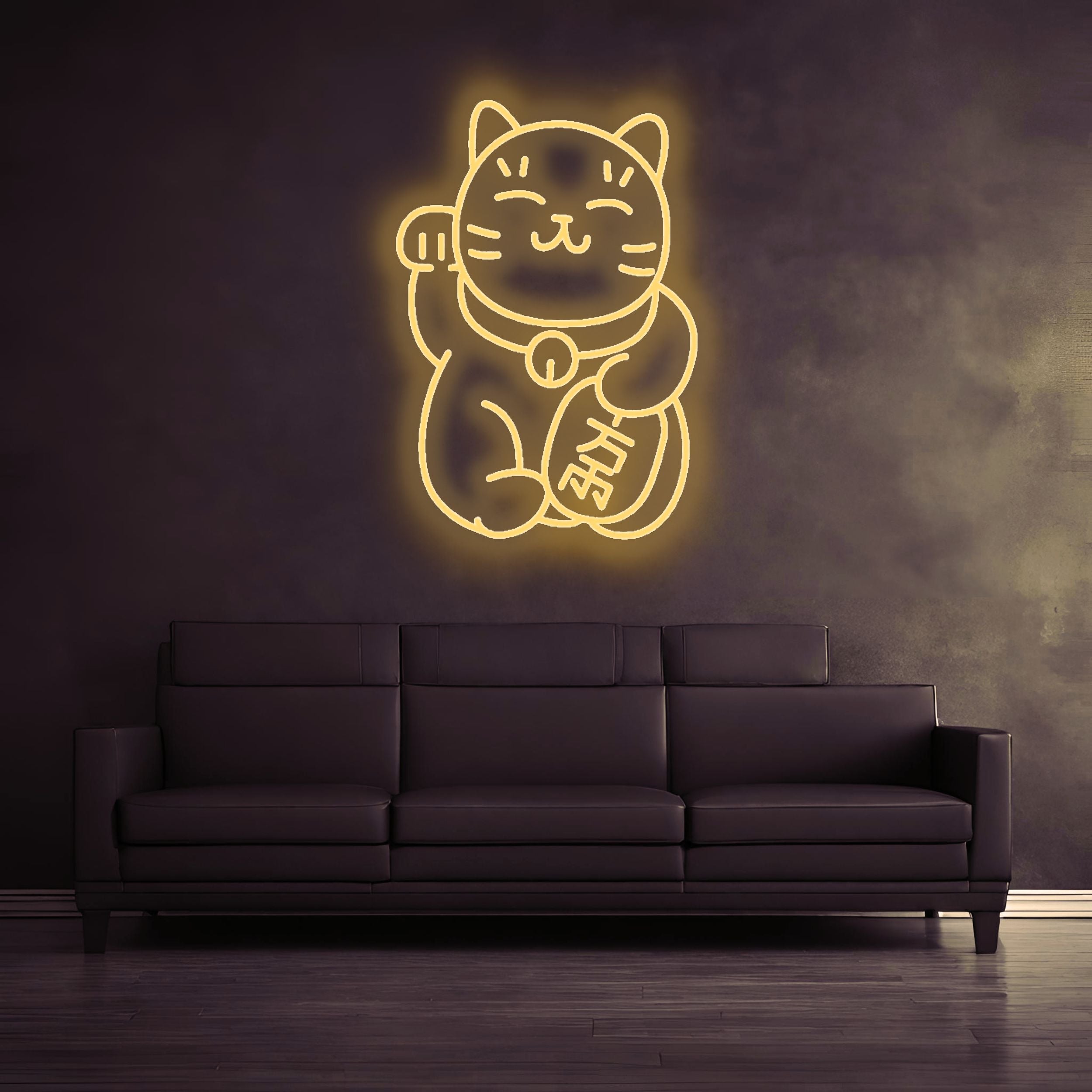 Neon Schild Glueckskatze