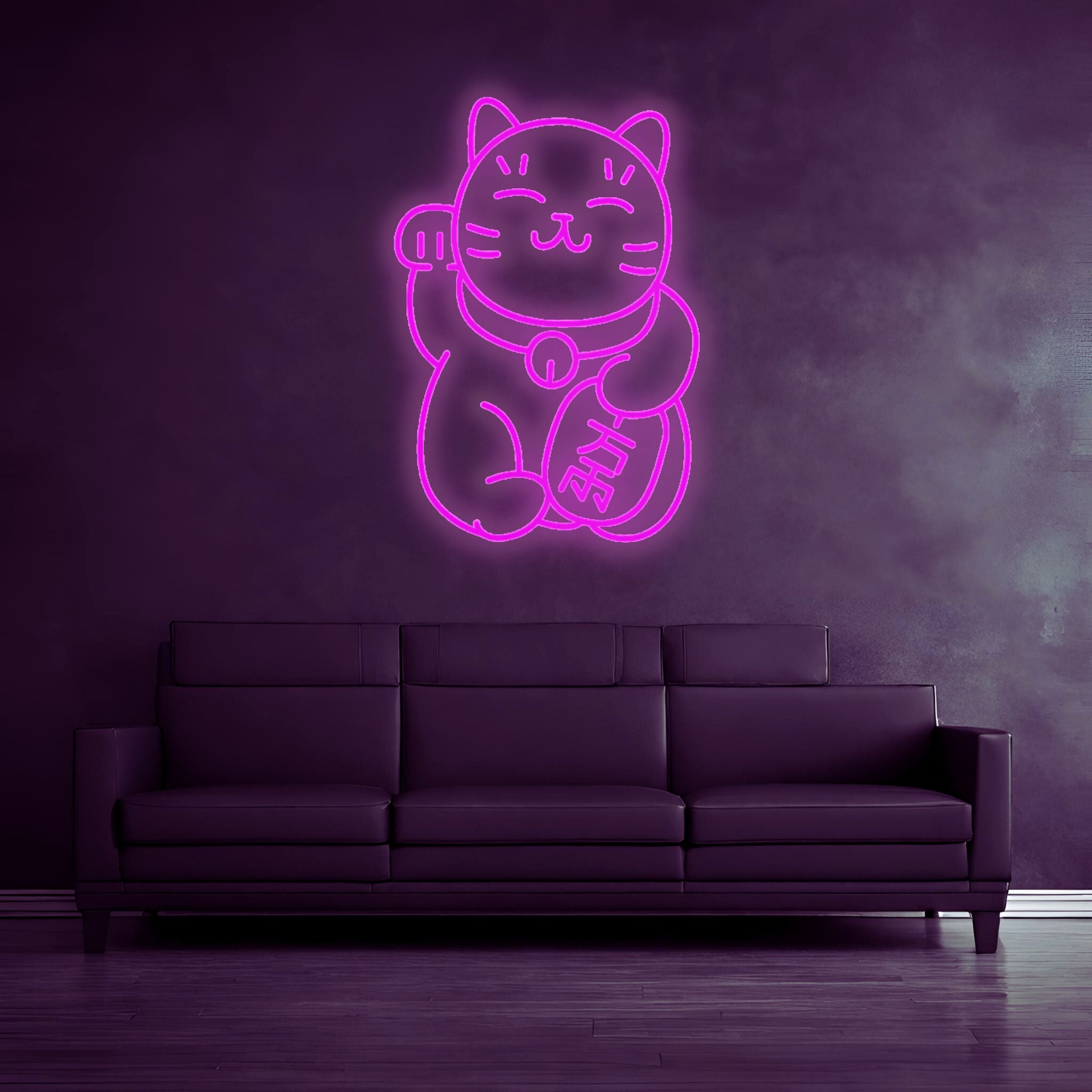 Neon Sign_Glueckskatze_Hotpink