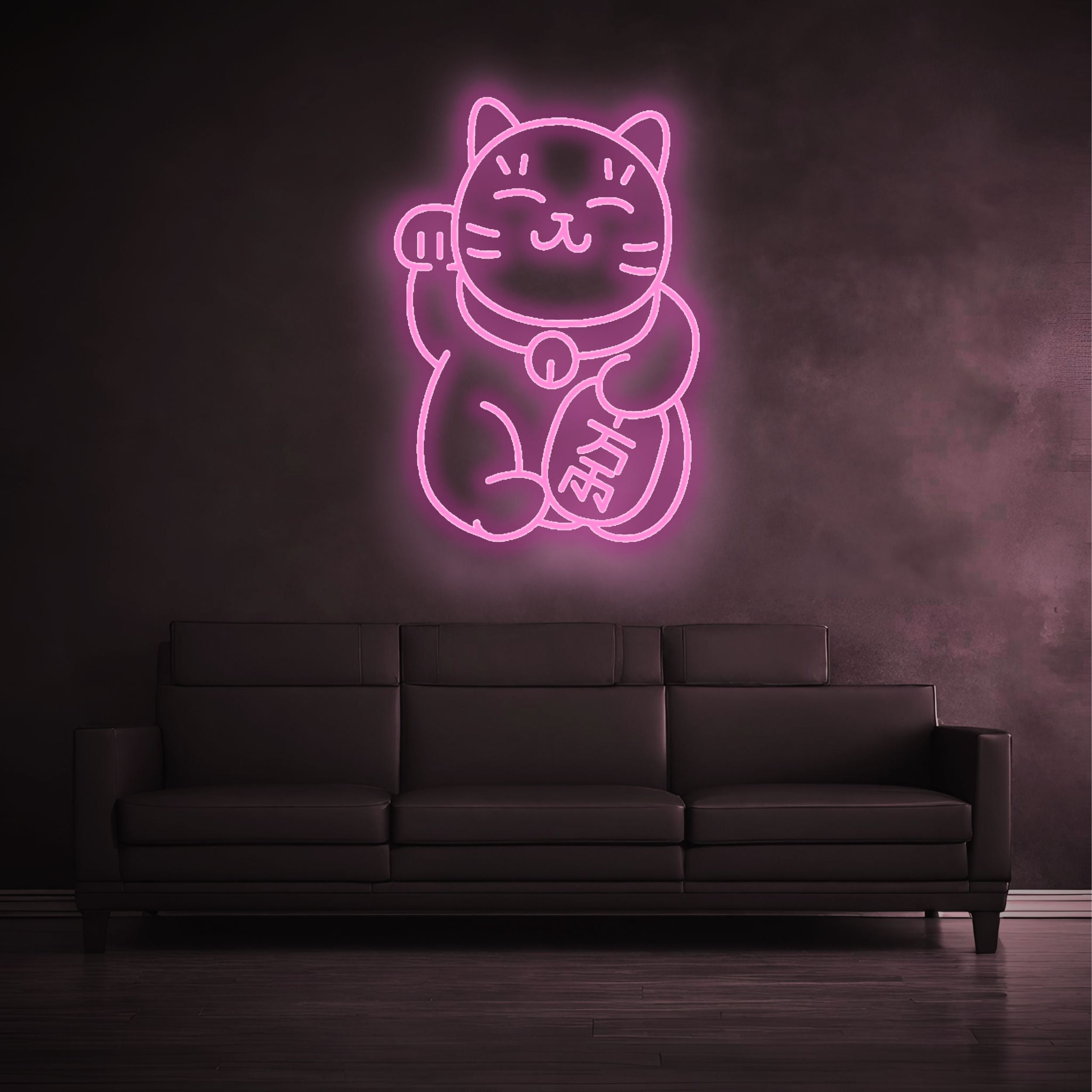 Neonschild_Glueckskatze_Pink