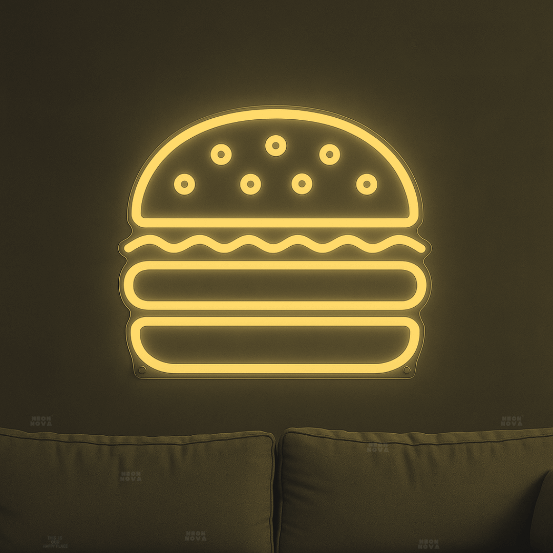 Produkt_Neon Schild Burger_Goldgelb