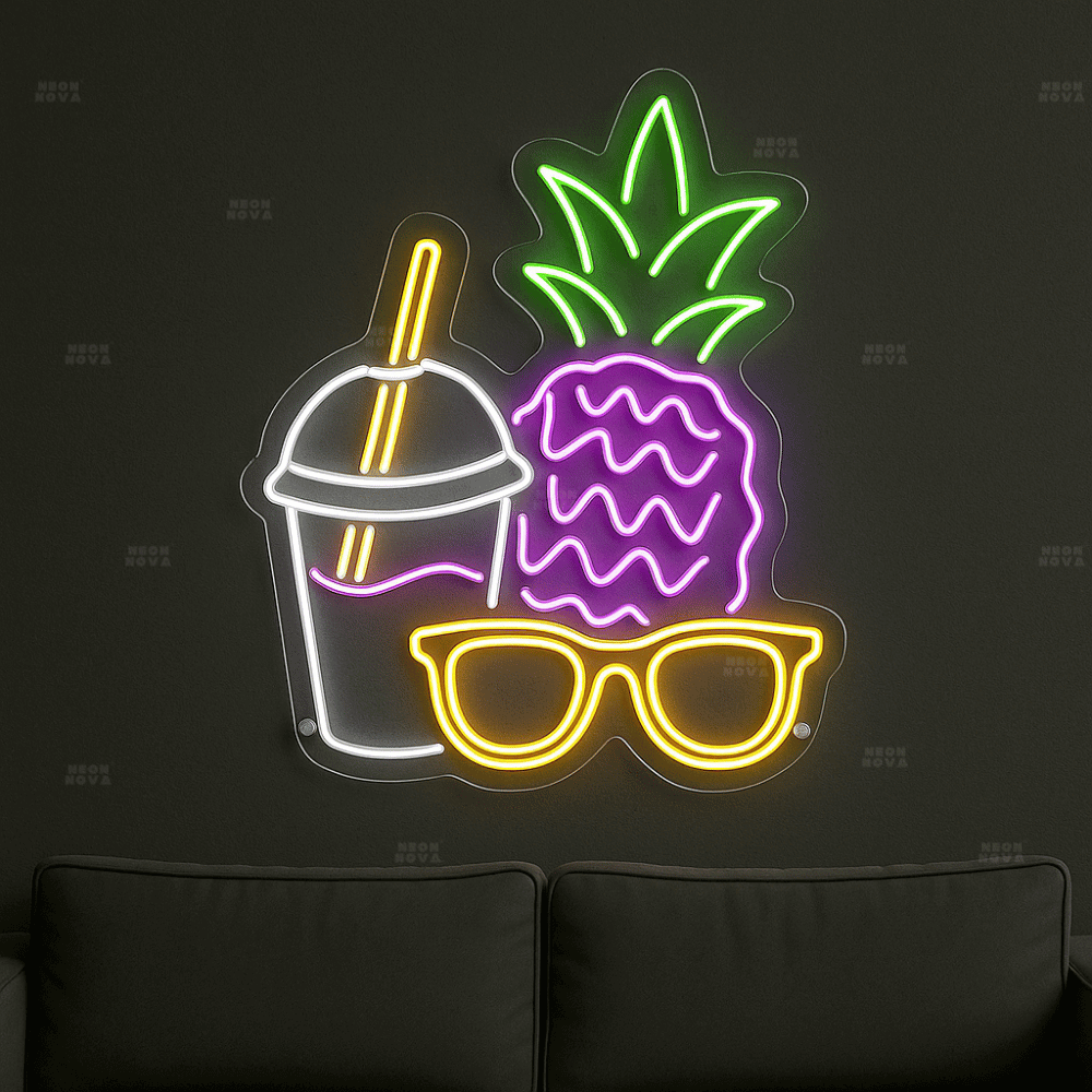 "Ananas & Drink" – LED Wanddekoration - Neon Sign