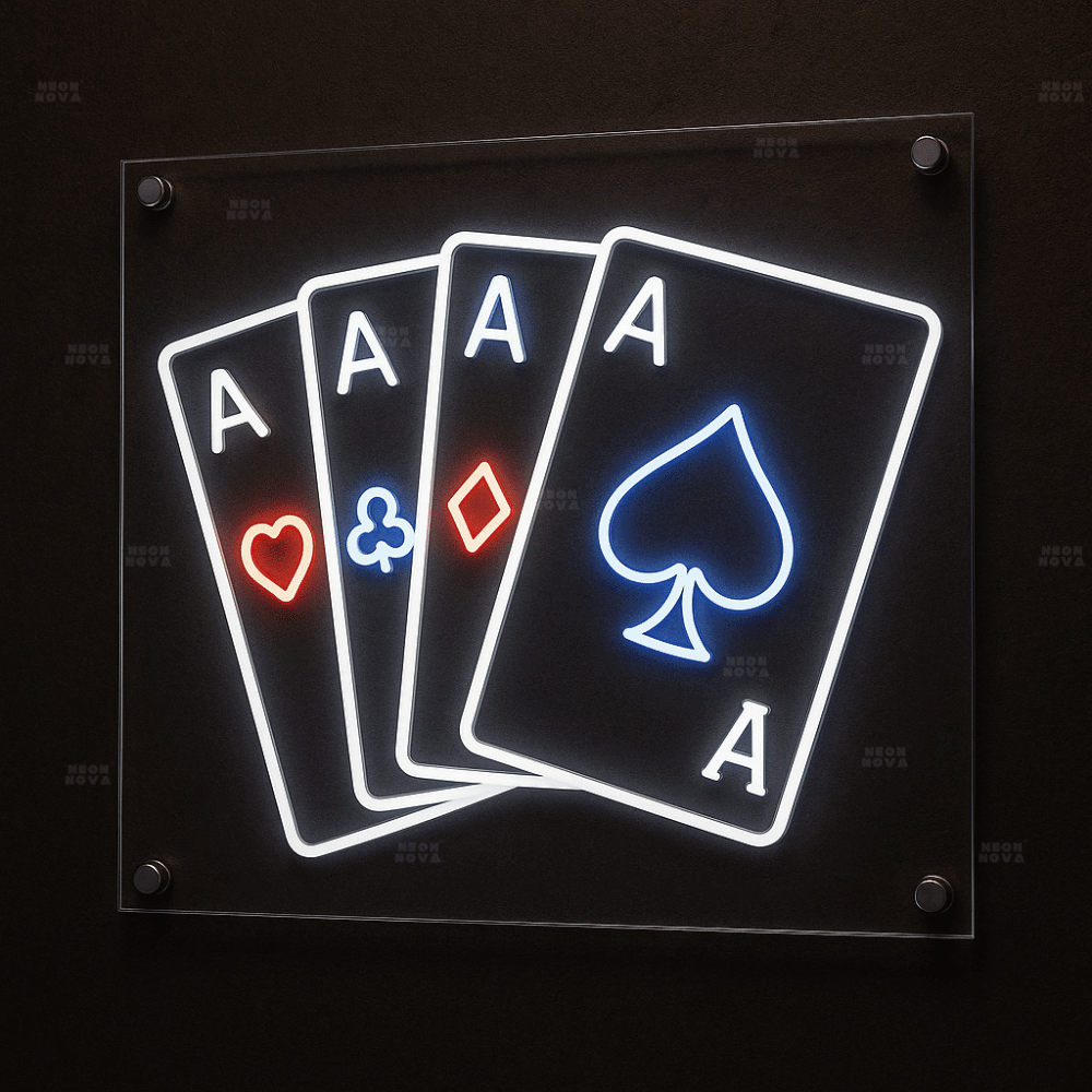"Poker Asse" - LED Neon Schild - Neon Wandleuchte