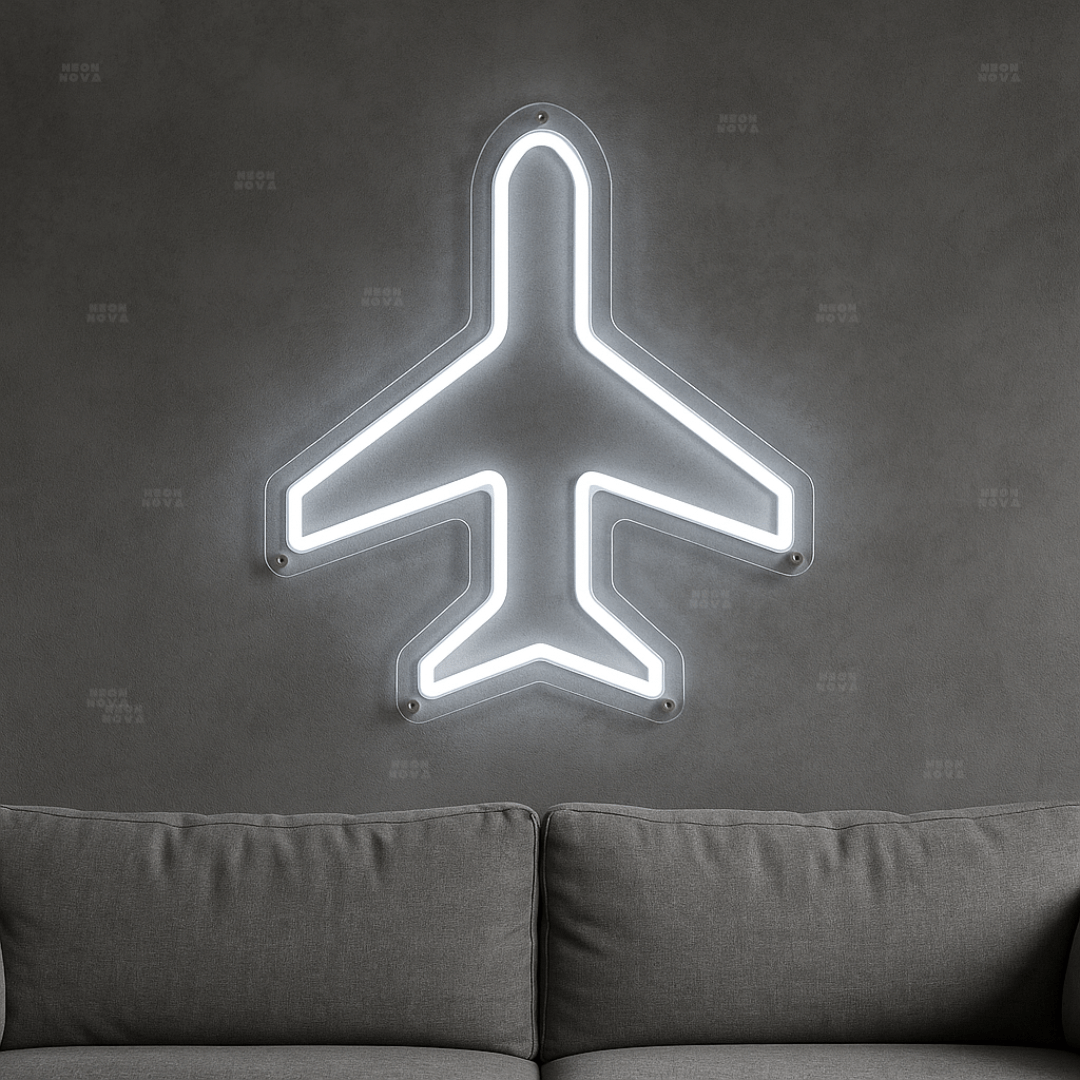 Flugzeug_Kaltweiss_Neon_Schilder