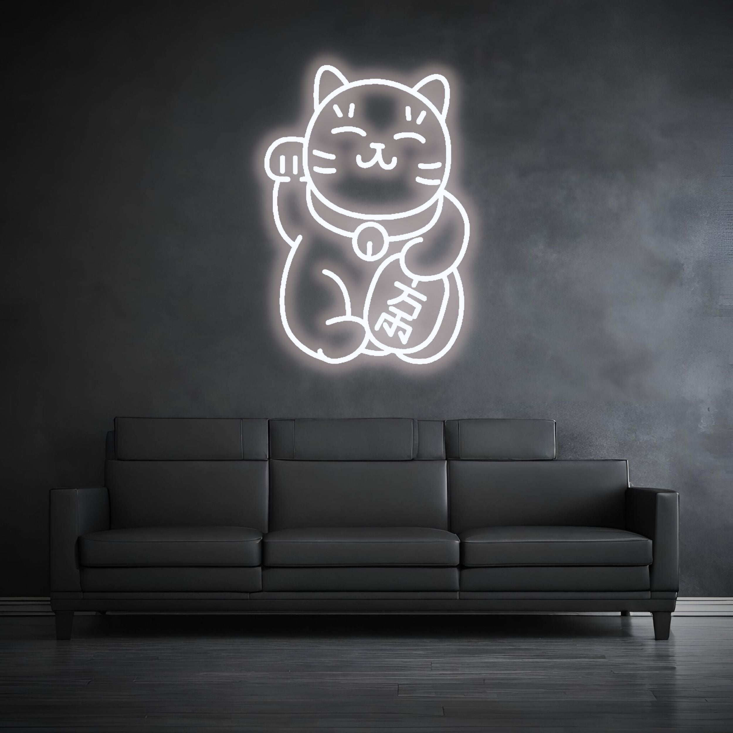 Neon Schild Glückskatze