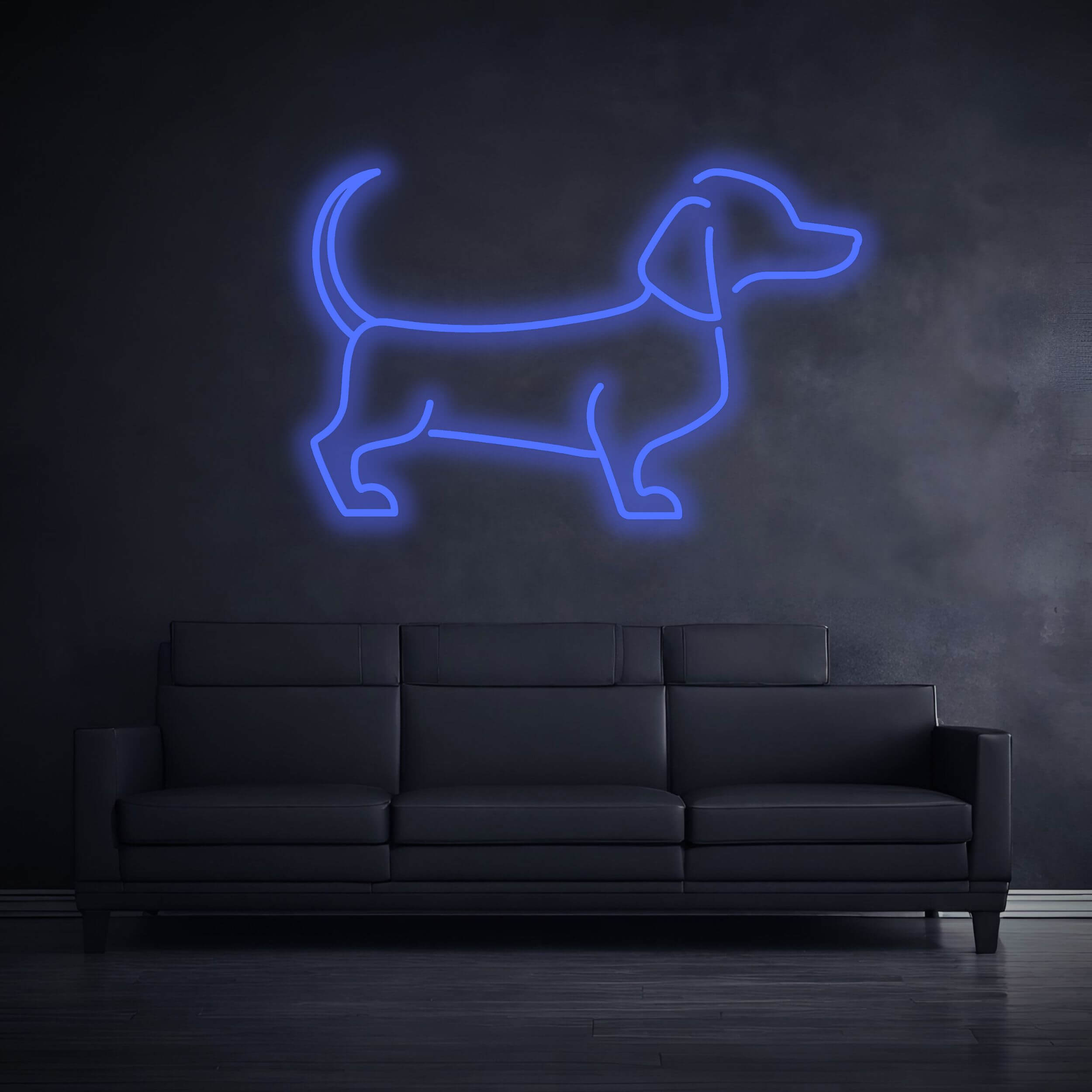Hund_LED_Schild_Blau