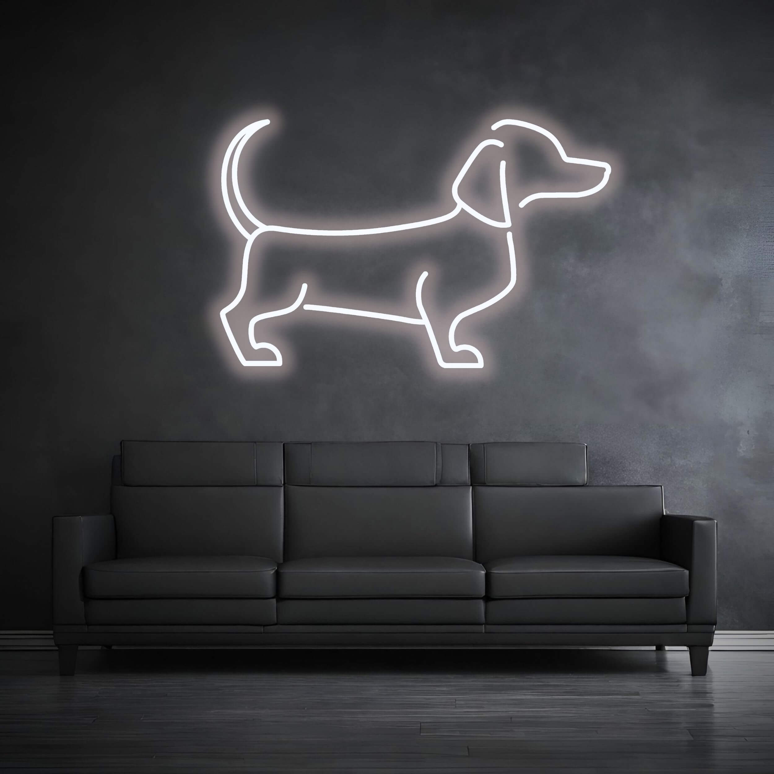 Hund LED Schild_Kaltweiss